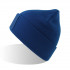 Шапка вязаная  двойная Wind-S, с отворотом и патчем, ярко-синий, 100% переработанный полиэстер