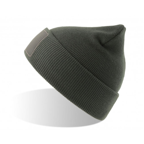 Шапка вязаная  двойная Wind-S, с отворотом и патчем, темно-серый, 100% переработанный полиэстер